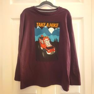 Old Navy boys long-sleeved  burgandy t-shirt, size 10/12